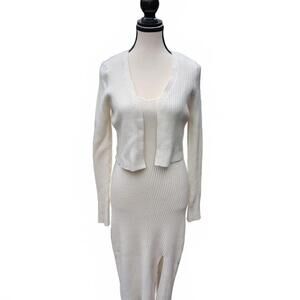 NWT Abercrombie & Fitch Ribbed Cream Knit Dress Set